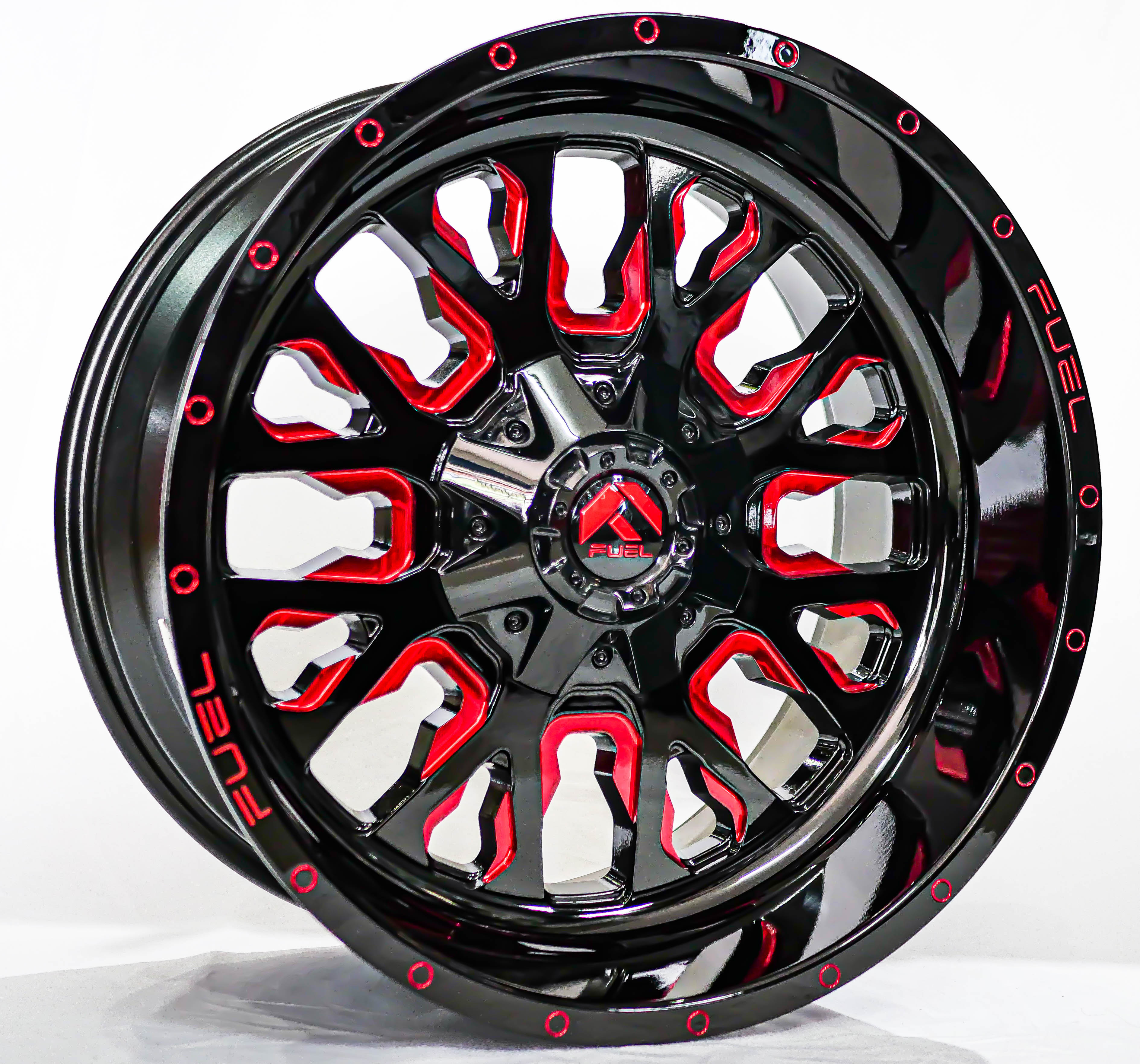 ล้อแม็ก ล้อแม็กซ์ใหม่ Fuel FC45 Stroke 6รู139 ET-18 สีGlossyBlack/Red 10-20นิ้ว
