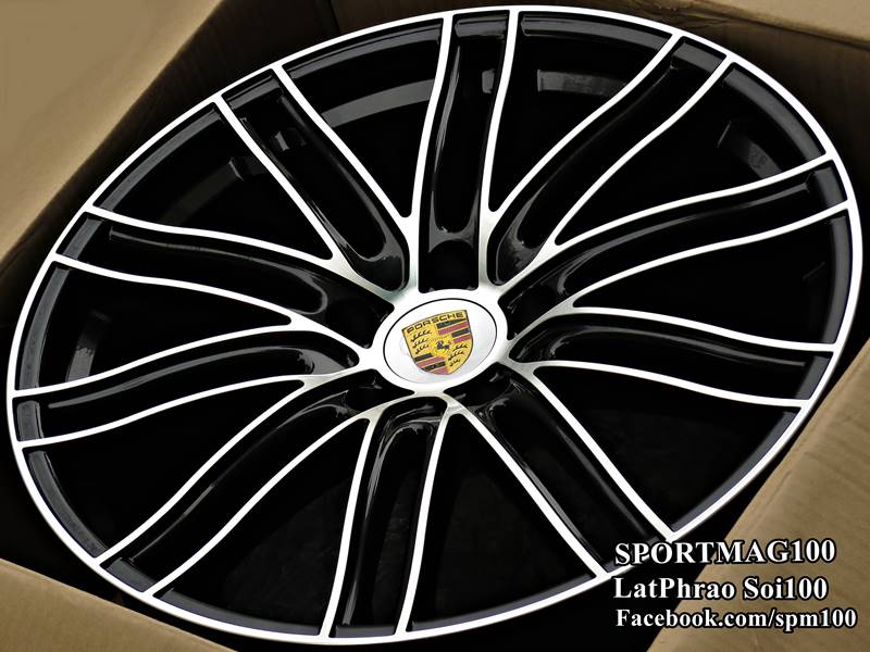 ล้อแม็ก ล้อแม็ก Porsche1381 5รู112 ดำหน้าเงา F9.5 R10-21นิ้ว