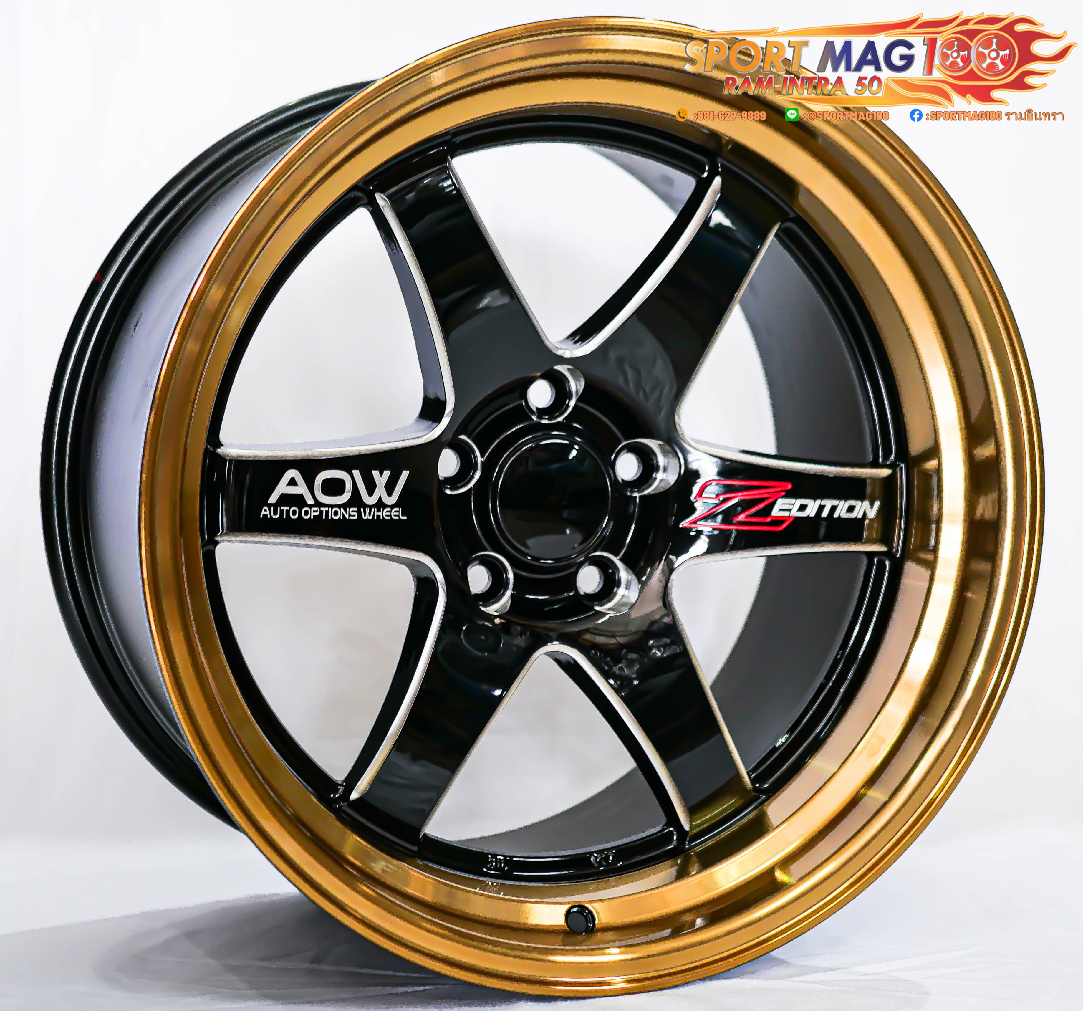 ล้อแม็ก แม็กซ์ใหม่ AutoOption Weld007 5รู114 ดำมิลลิ่งขอบทองแดง F9.5 R10.5-18นิ้ว
