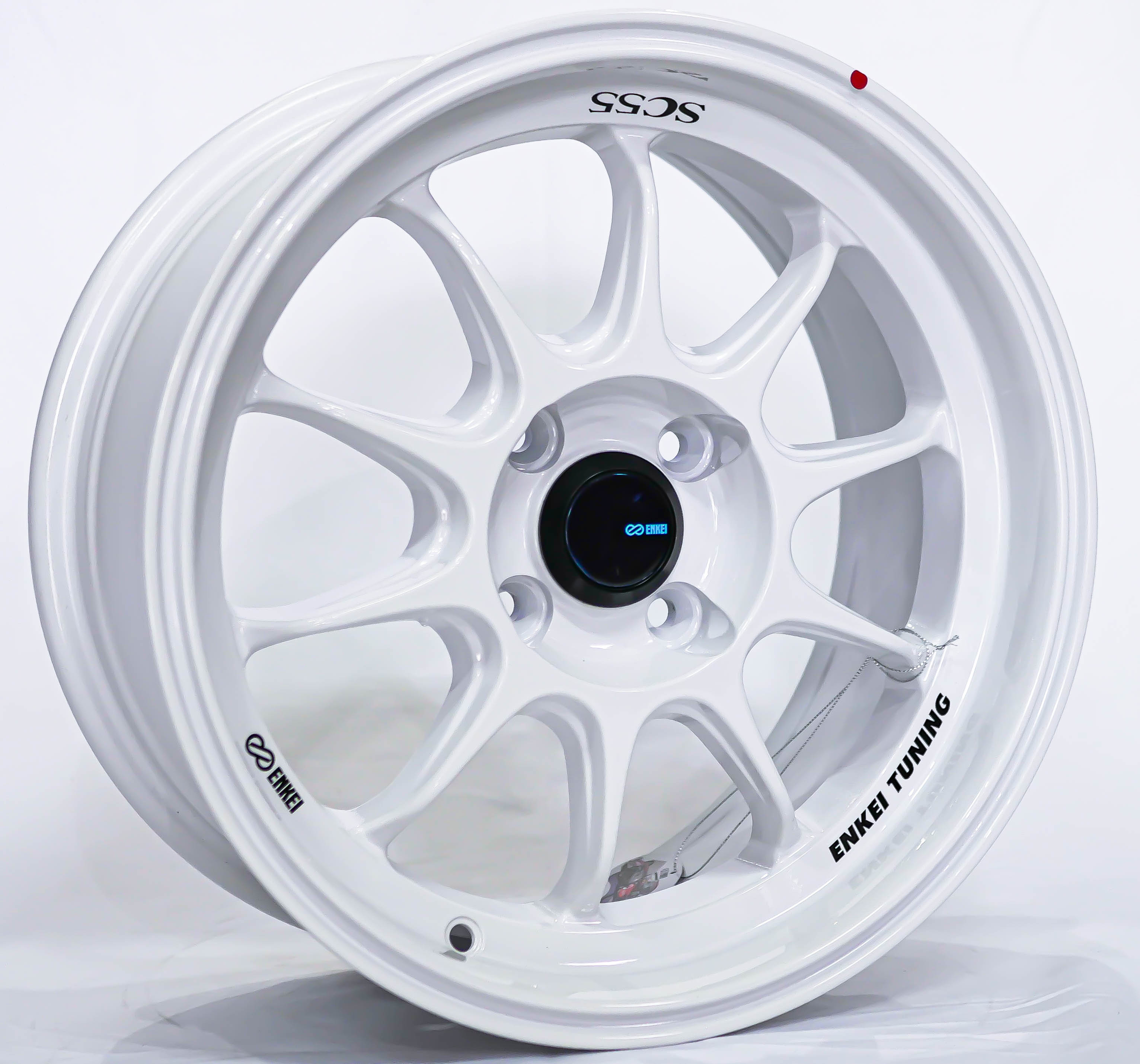 ล้อแม็ก  ล้อแม็กใหม่ Enkei SC55 4รู100 ET28 สีขาว 7-15นิ้ว