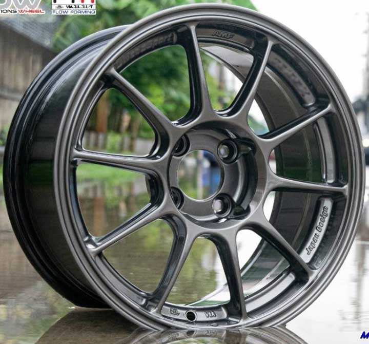 ล้อแม็ก ล้อแม็กใหม่เบา FlowForming AOW TC105X 4รู100 ET28 สีไททัน 8-15นิ้ว