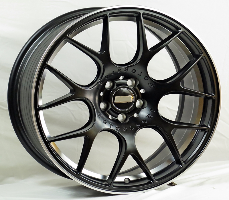 ล้อแม็ก ล้อแม็กใหม่ flow forming ลาย Motorsport 5รู114 ดำขอบเงิน ET35 8-18นิ้ว