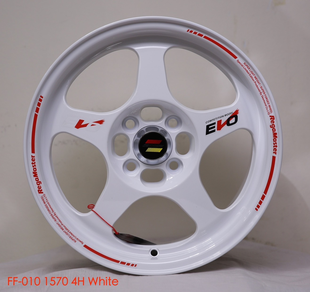 ล้อแม็ก ล้อแม็กใหม่ FlowForming EVO 4รู100 สีขาวริมแดง 7-15นิ้ว