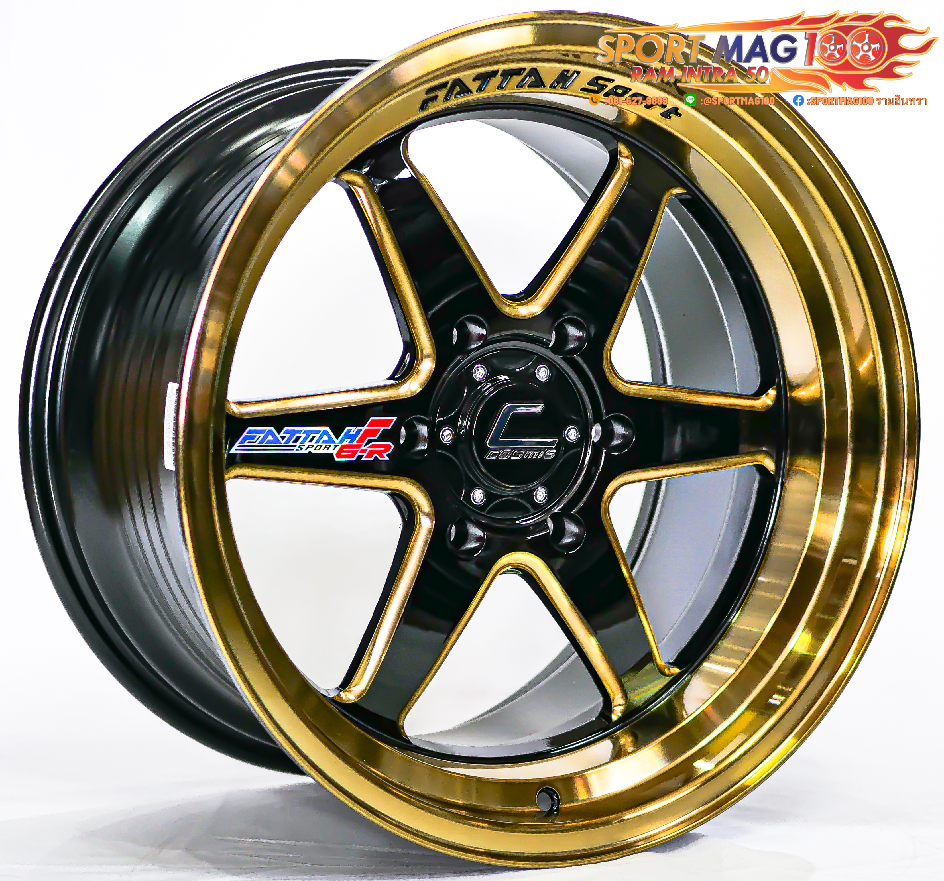 ล้อแม็ก ล้อแม็กใหม่ COSMIS FATTAH F6-R 6รู139 ดำมิลลิ่งขอบทอง F9.5 R10.5-18นิ้ว