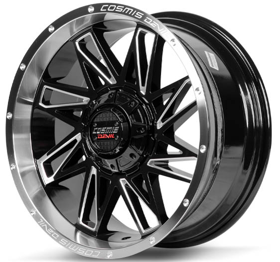 ล้อแม็ก แม็กซ์ใหม่ Cosmis Devil Spin82 6รู130/139 ET0 ดำขอบเงามิลลิ่ง 9-20นิ้ว