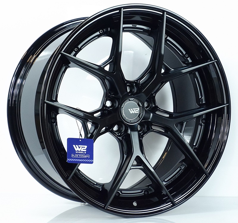 ล้อแม็ก ล้อแม็กแท้2ชิ้นสุดเบา Flowforming W2BF 5รู114 ดำด้านขอบกลอสแบล็คET35-40 F9 R10-20นิ้ว