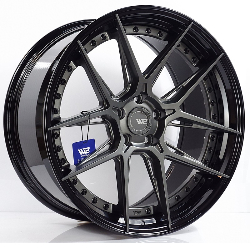 ล้อแม็ก ล้อแม็กแท้2ชิ้นสุดเบา Flowforming W2C 5รู114 เทาขอบดำ ET35-40 F9 R10-20นิ้ว