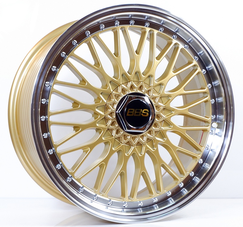 ล้อแม็ก ล้อแม็กใหม่ลาย BBS RS 5รู114 ET35 ทองขอบเงา 8.5-18นื้ว