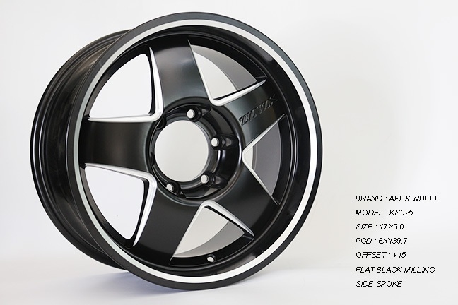 แม็กซ์ใหม่ Apex Ks025 6รู139 ET15 ดำมิลลิ่ง 9-17นิ้ว ล้อแม็ก แม็กซ์ใหม่ Apex Ks025 6รู139 ET15 ดำมิลลิ่ง 9-17นิ้ว