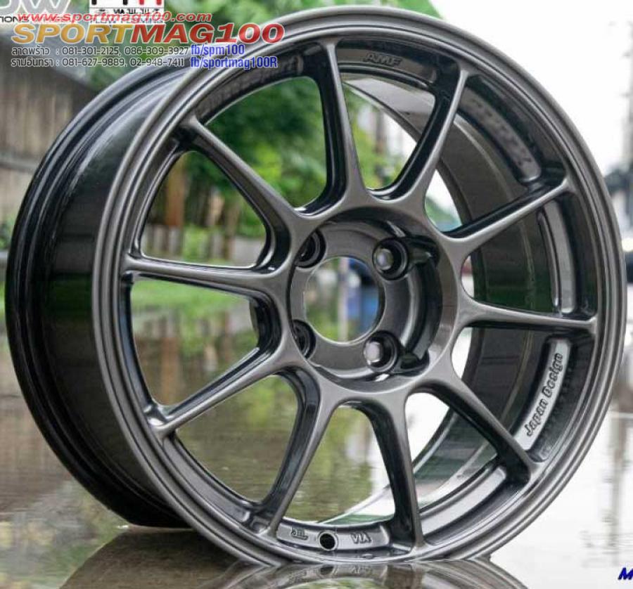 ล้อแม็กใหม่เบา FlowForming AOW TC105X 4รู100 ET28 สีไททัน 8-15นิ้ว