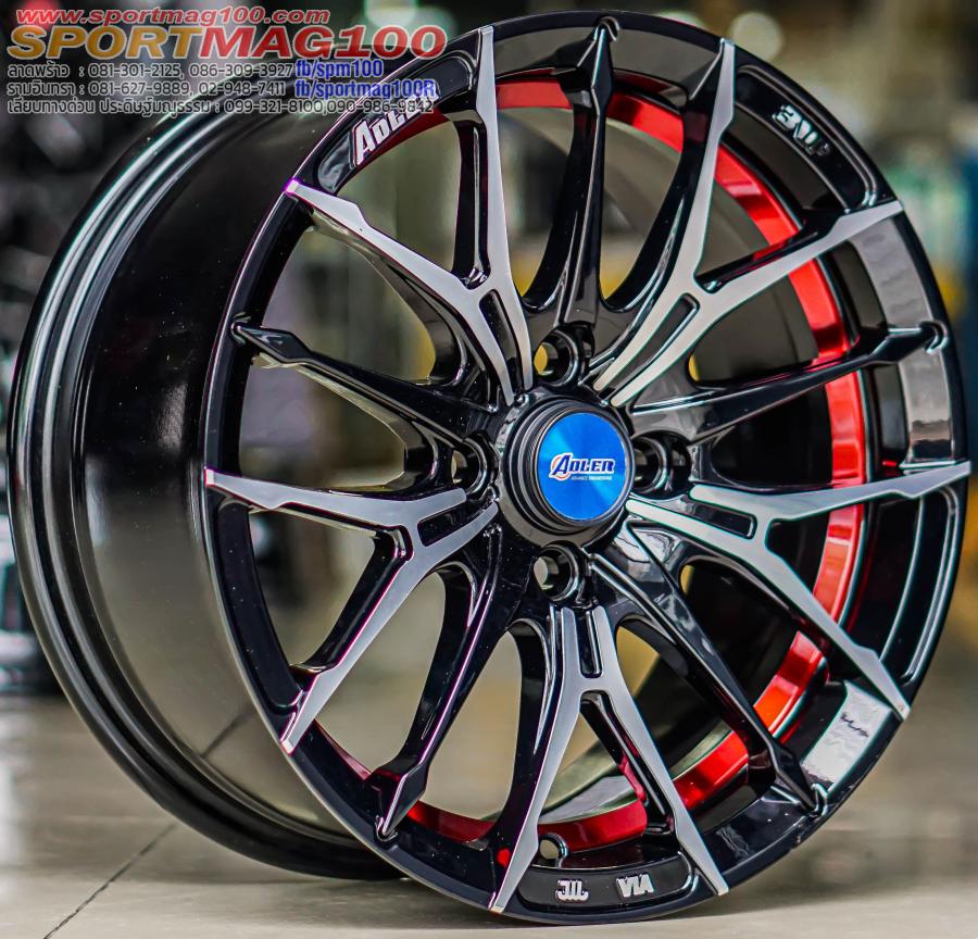 ล้อแม็กใหม่เบา FlowForming Yachiyoda Adler05 4รู100 ET35 ดำหน้าเงาคัตแดง 7-15นิ้ว ล้อแม็กใหม่เบา FlowForming Yachiyoda Adler05 4รู100 ET35 ดำหน้าเงาคัตแดง 7-15นิ้ว