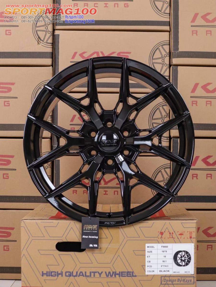 ล้อแม็ก F8660 6รู114.3 ET18 ดำแวว กว้าง9 ขอบ18นิ้ว(นาวาร่า) 