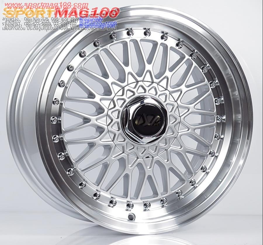 ล้อแม็กใหม่ลาย BBS RS 4รู100/114 ET35 สีเงินขอบเงา 7-15นิ้ว