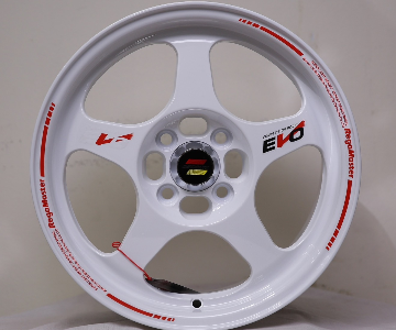 ล้อแม็กใหม่ FlowForming EVO 4รู100 สีขาวริมแดง 7-15นิ้ว