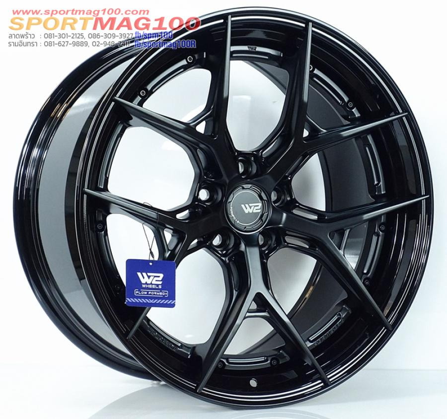ล้อแม็กแท้2ชิ้นสุดเบา Flowforming W2BF 5รู112 ดำด้านขอบกลอสแบล็คET35-40 F9 R10-20นิ้ว