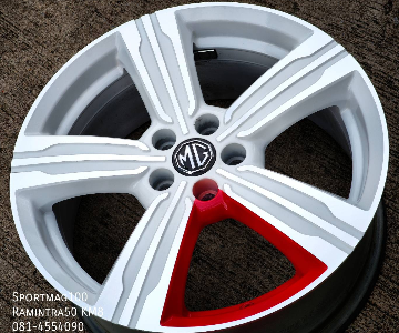 ล้อแม็ก MG ZS ขอบ17นิ้ว 5รู100 ET41 ขาวหน้าเงาก้านแดง กว้าง 7นิ้ว(รามอินทรา)