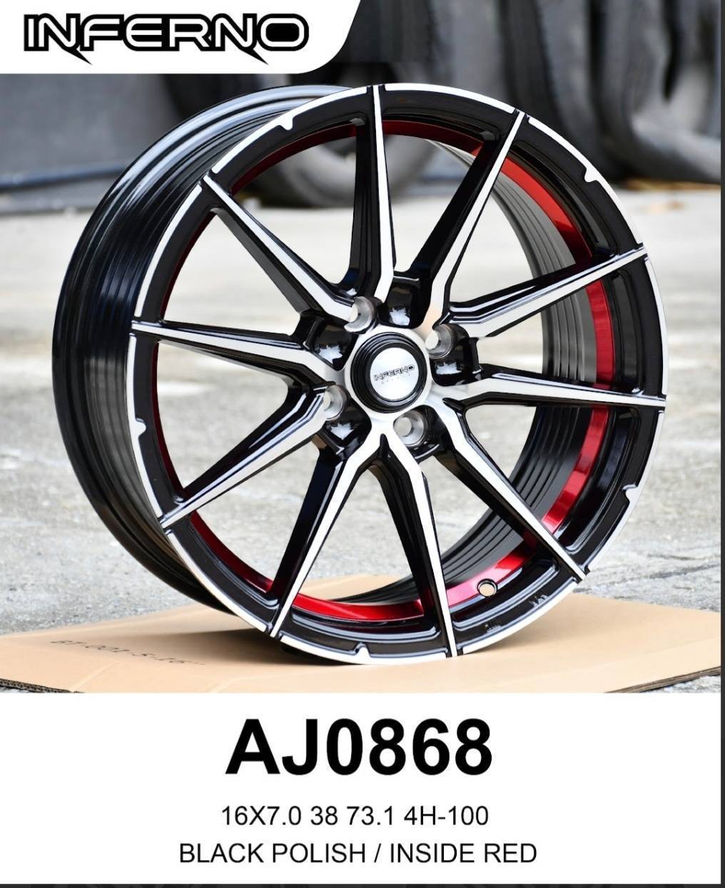 ล้อแม็ก Inferno 0868 4รู100  ดำหน้าเงาคัตแดง กว้าง7 ขอบ16นิ้ว ล้อแม็ก ล้อแม็ก Inferno 0868 4รู100  ดำหน้าเงาคัตแดง กว้าง7 ขอบ16นิ้ว