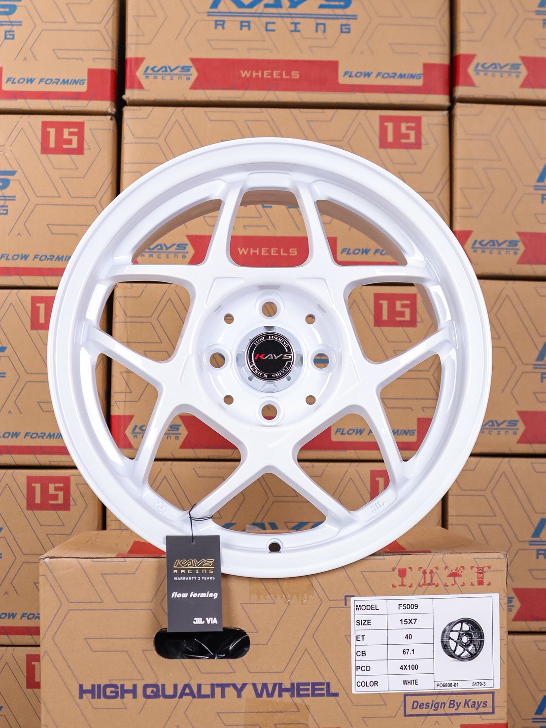 ล้อแม็กใหม่ F5009 4รู100 ET40 สีขาว 7-15นิ้ว 