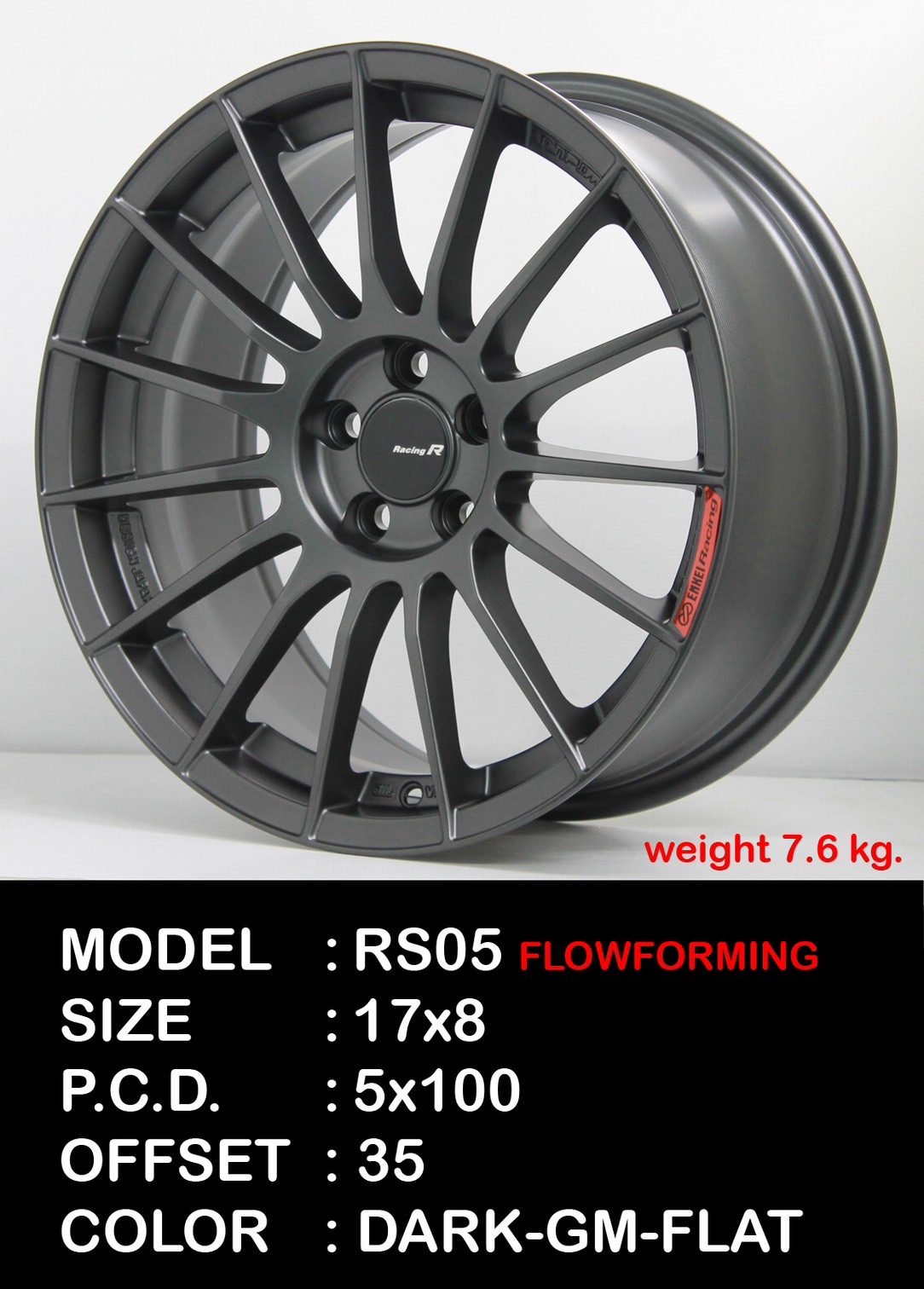 ล้อแม็กใหม่ Flowforming TK RS05RR 5รู100 ET35 ดาร์คกัน 8-17นิ้ว ล้อแม็ก ล้อแม็กใหม่ Flowforming TK RS05RR 5รู100 ET35 ดาร์คกัน 8-17นิ้ว