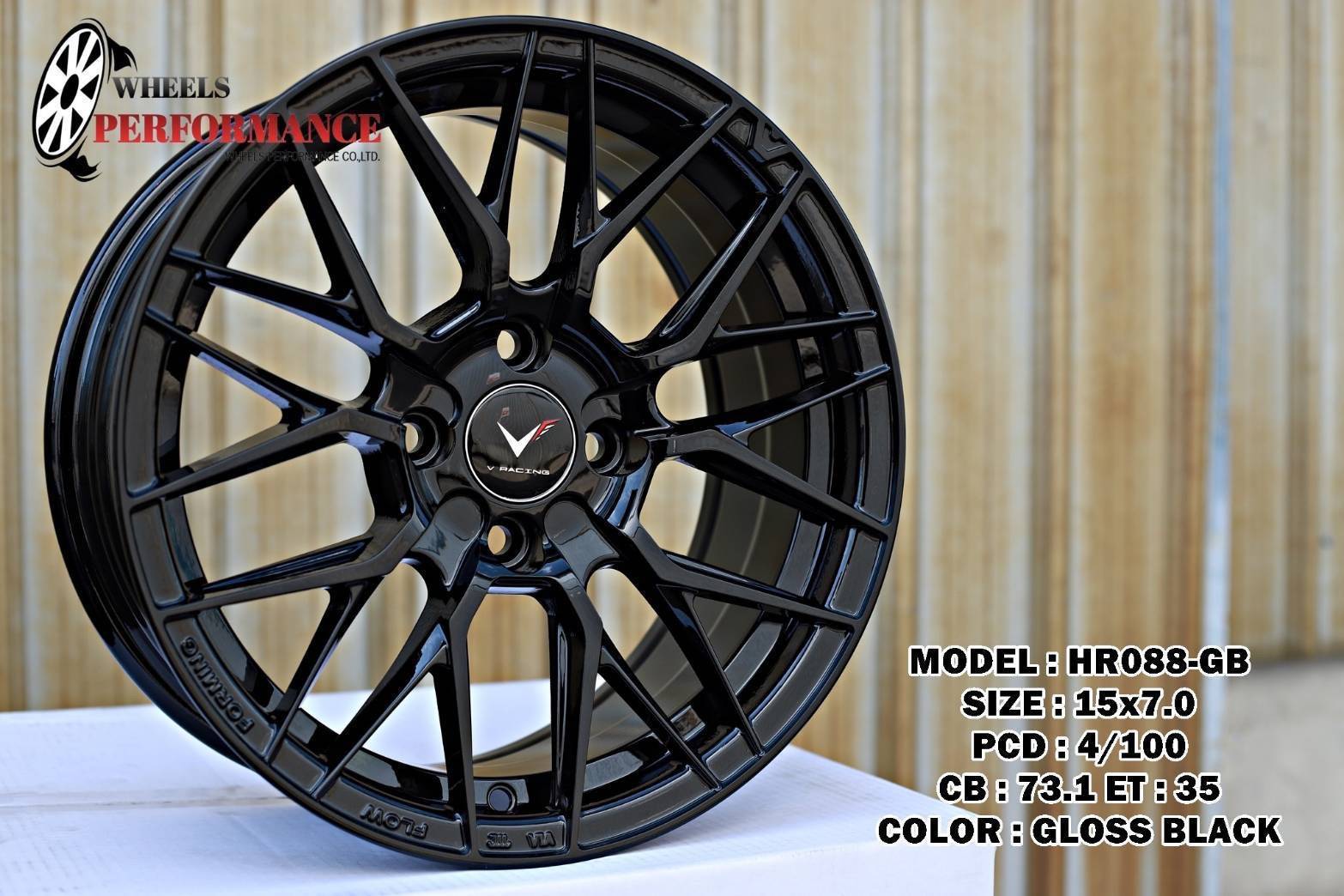 ล้อแม็ก ล้อแม็ก WP 088 4รู100 ET35 ดำแวว กว้าง7 ขอบ15นิ้ว