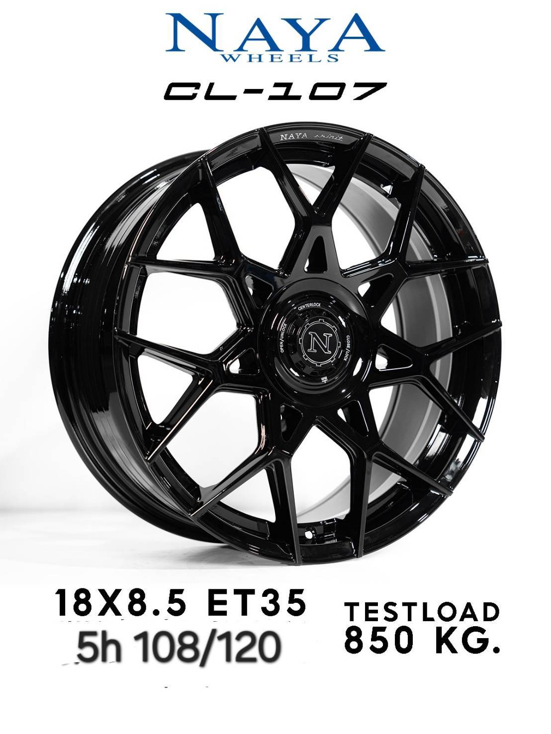 ล้อแม็ก ล้อแม็กใหม่ Naya CL-107 ขอบ 20นิ้ว กว้าง8.5นิ้ว 5รู114/108 Offset35 สีดำเงา