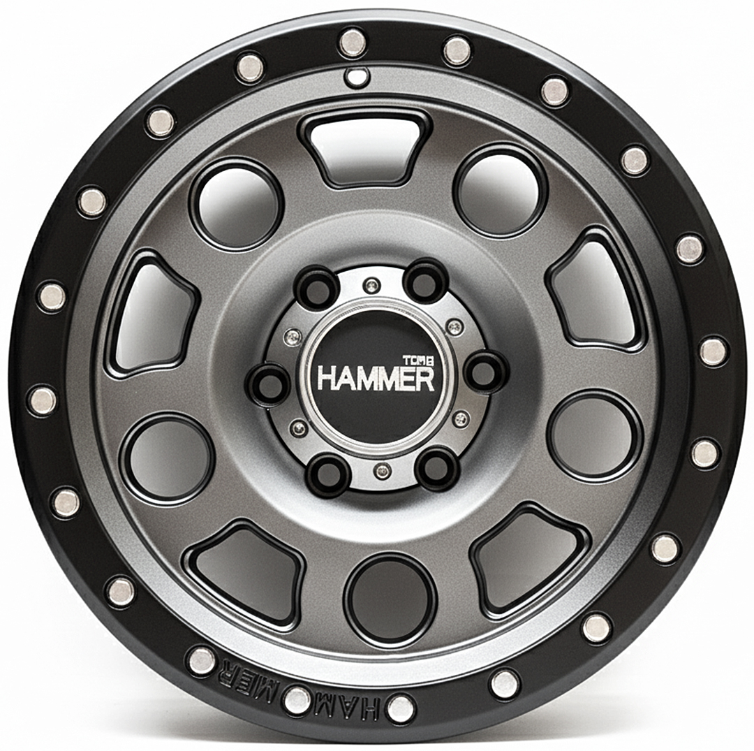 ล้อแม็ก ล้อแม็ก HAMMER HM1 ขอบ16นิ้ว กว้าง8.5นิ้ว 6รู139.7 Offset0 สีเทาขอบดำ