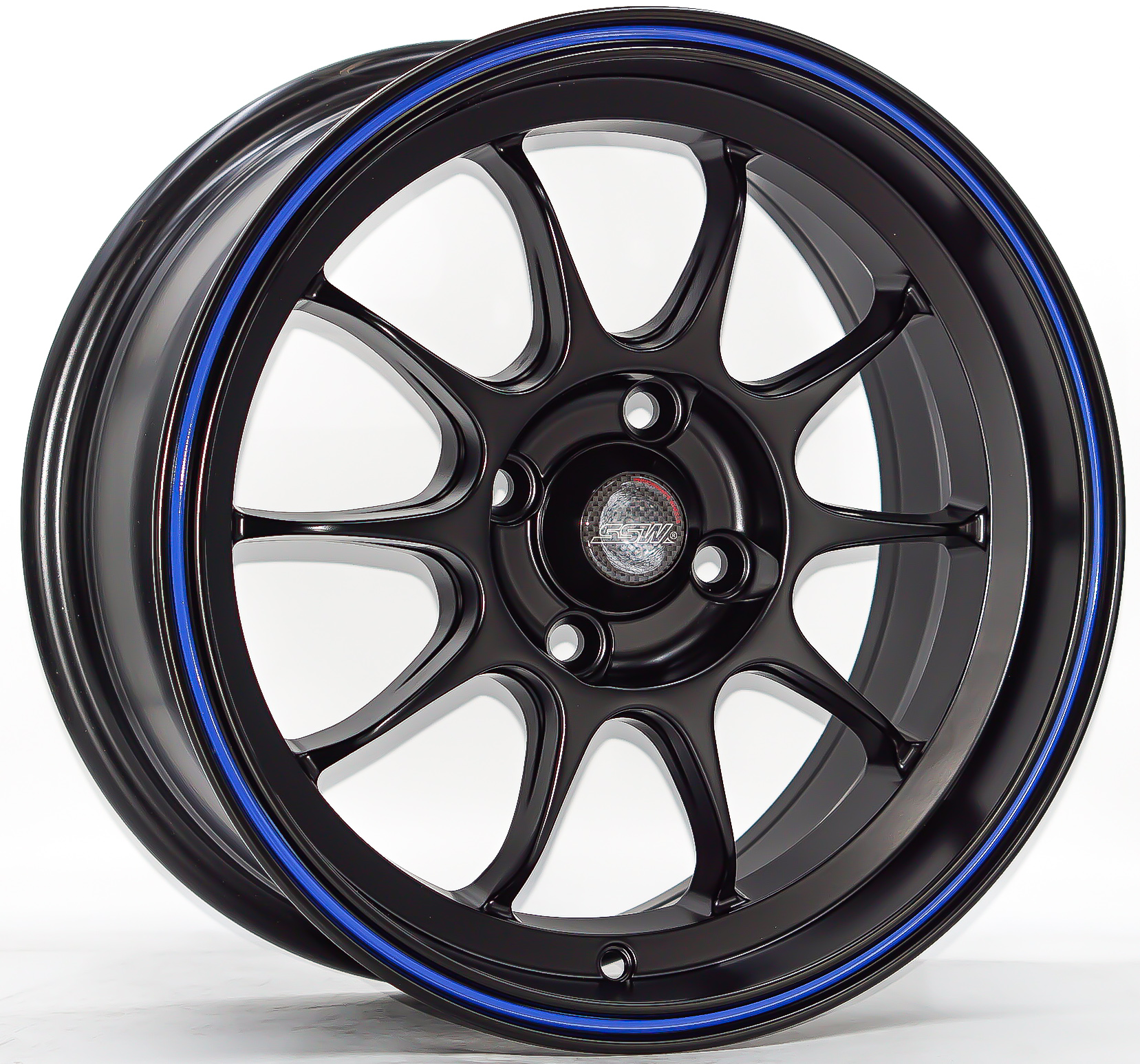 ล้อแม็ก ล้อแม็กใหม่ SSW S374 ขอบ15นิ้ว กว้าง7นิ้ว 4รู100 Offset32 สีดำเส้นน้ำเงิน