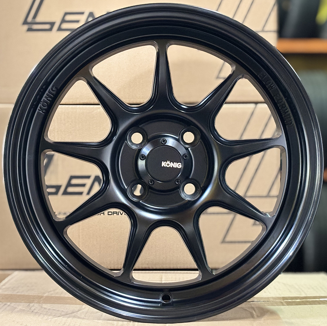 ล้อแม็ก ล้อแม็กมือสองแท้ Konig N675D FlowForming ขอบ15นิ้ว กว้าง7นิ้ว 4รู100 Offset28 สีดำด้าน(ลาดพร้าว)