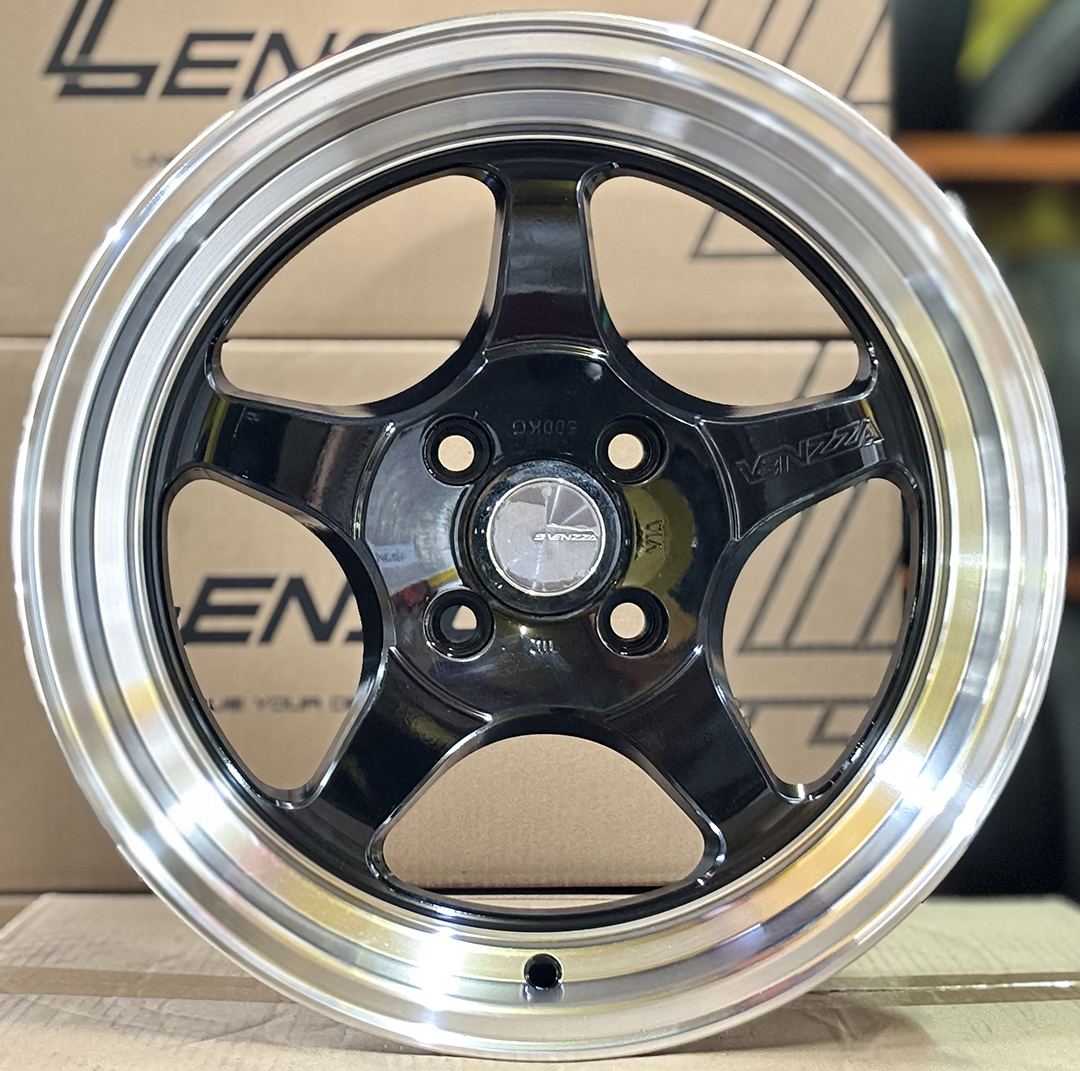 ล้อแม็ก ล้อแม็กมือสอง Venzza S1 ขอบ15นิ้ว กว้าง7นิ้ว 4รู100 Offset35 สีดำขอบเงา(ลาดพร้าว)