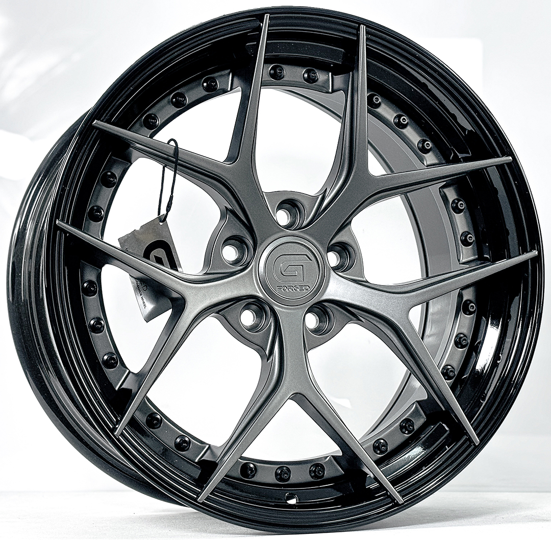 ล้อแม็ก ล้อแม็ก G-Forged GF03 FlowForming ขอบ18นิ้ว กว้าง F8.5นิ้ว R9.5นิ้ว 5รู114.3/112 Offset35-38 สีTitaniumgreyขอบดำเงา
