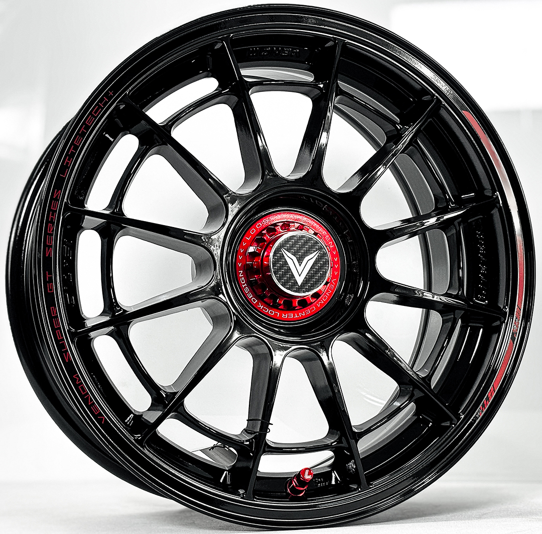 ล้อแม็ก ล้อแม็ก Lenso VNN Venom Litetech+ FlowForming ขอบ15นิ้ว กว้าง7นิ้ว 4รู100 Offset35 สีดำเงาPadRed