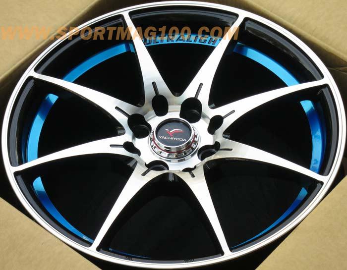 ล้อแม็ก ล้อแม็ก Yachiyoda LW01 4รู100/114 ET40 ดำเงาคัตน้ำเงิน กว้าง7 ขอบ16นิ้ว
