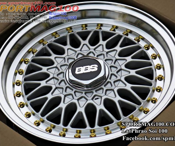 ล้อแม็กใหม่ BBS RS 4รู100/114 ET30 ซิลเวอร์ขอบเงาหมุดทอง 7-16นิ้ว 	