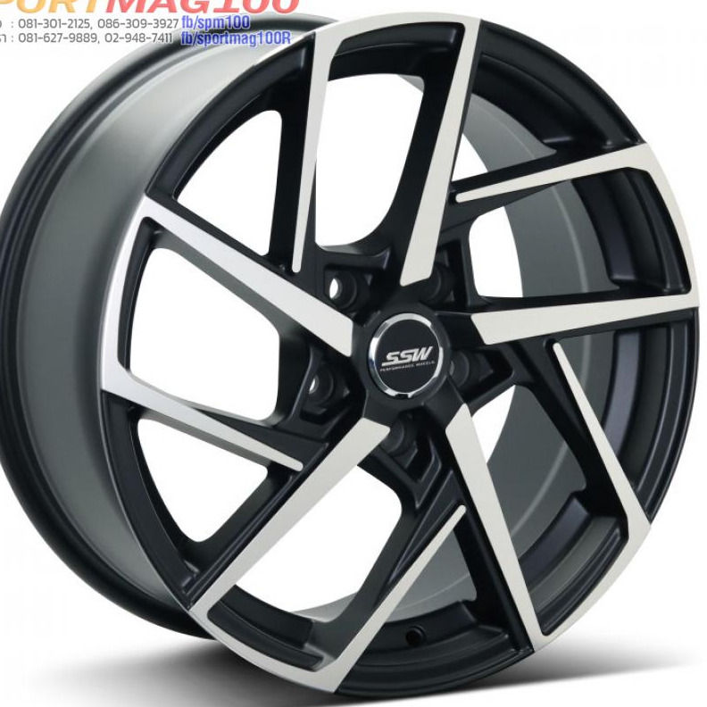 ล้อแม็ก SSW S368 5รู100 ET38 สีดำหน้าเงา กว้าง6.5 ขอบ16นิ้ว 