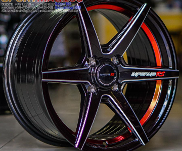 เฮียสั่งลด ล้อแม็กใหม่ Inferno RS 7119 4รู100 ดำเงามิลลิ่งคัตแดง เพียง 2,700 รวมยางใหม่ 14,900 7.5-15นิ้ว 