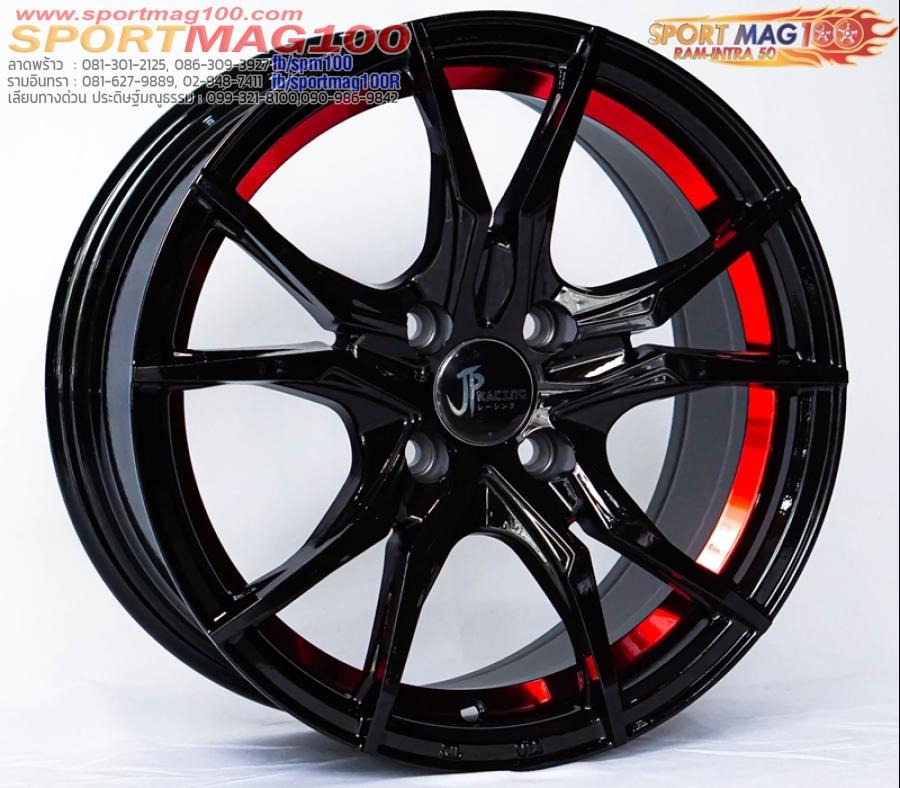 ล้อแม็กซ์ใหม่ JP RACING4 4รู100 ดำคัตแดง เพียง 2,700 รวมยางใหม่ 14,900 7-15นิ้ว 