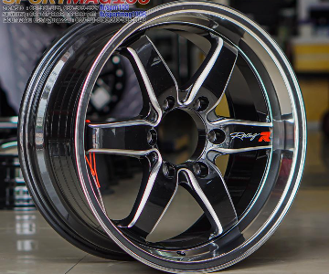 ล้อแม็กใหม่ Atomic RacingR 6รู139 ET35 ดำมิลลิ่งขอบเงา 8.5-18นิ้ว(สำหรับกระบะไม่เน้นยื่น และH1)