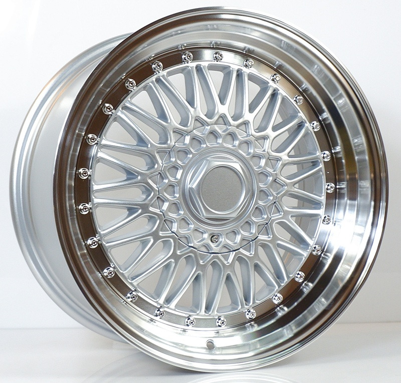 ล้อแม็กลาย BBS RS 4รู100/114 ET25 เงินขอบกระจก กว้าง8.5 ขอบ17นิ้ว