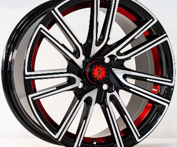 ล้อแม็กใหม่ JP SCR Racing10 4รู100 ET35 ดำหน้าเงาคัตแดง 7-15นิ้ว 