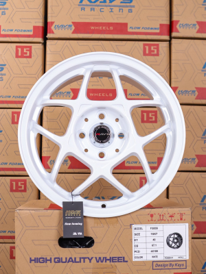 ล้อแม็กใหม่ F5009 4รู100 ET40 สีขาว 7-15นิ้ว 