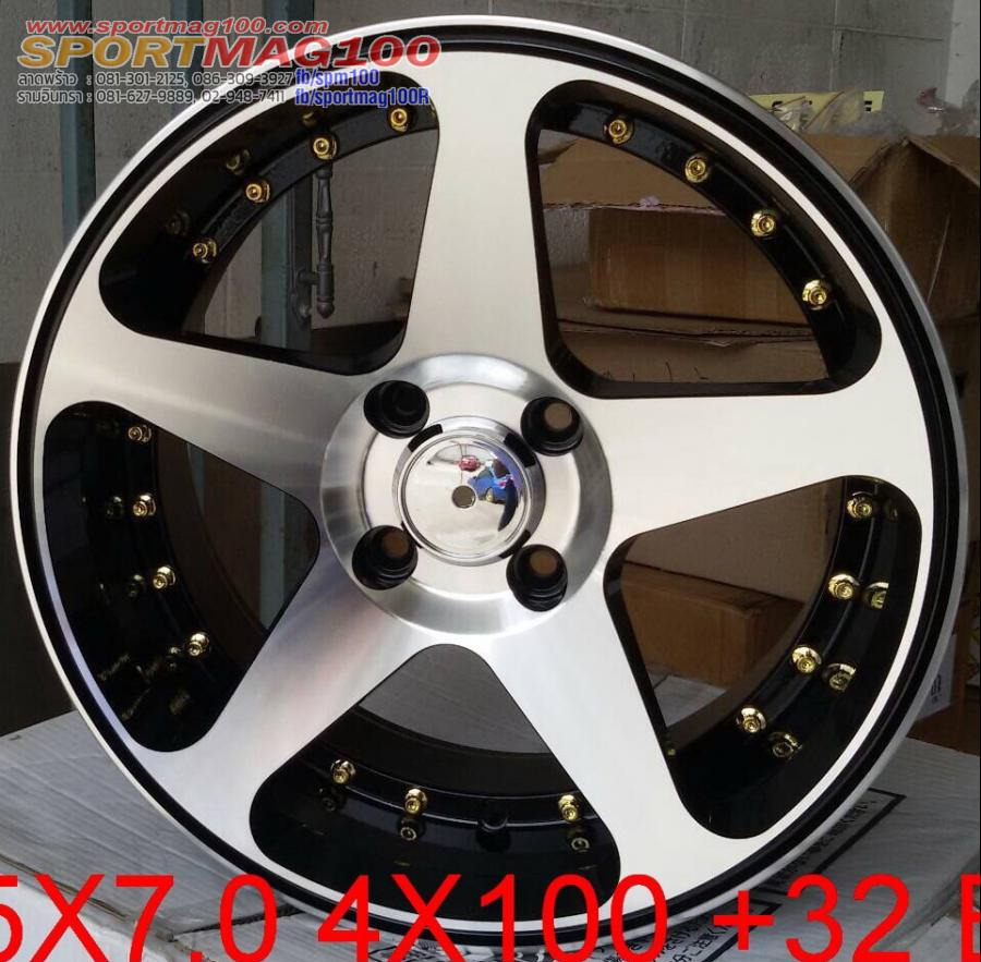 ล้อแม็ก Apex SH29 สีดำหน้าเงา 4รู100 Offset32 กว้าง 7 ขอบ15นิ้ว