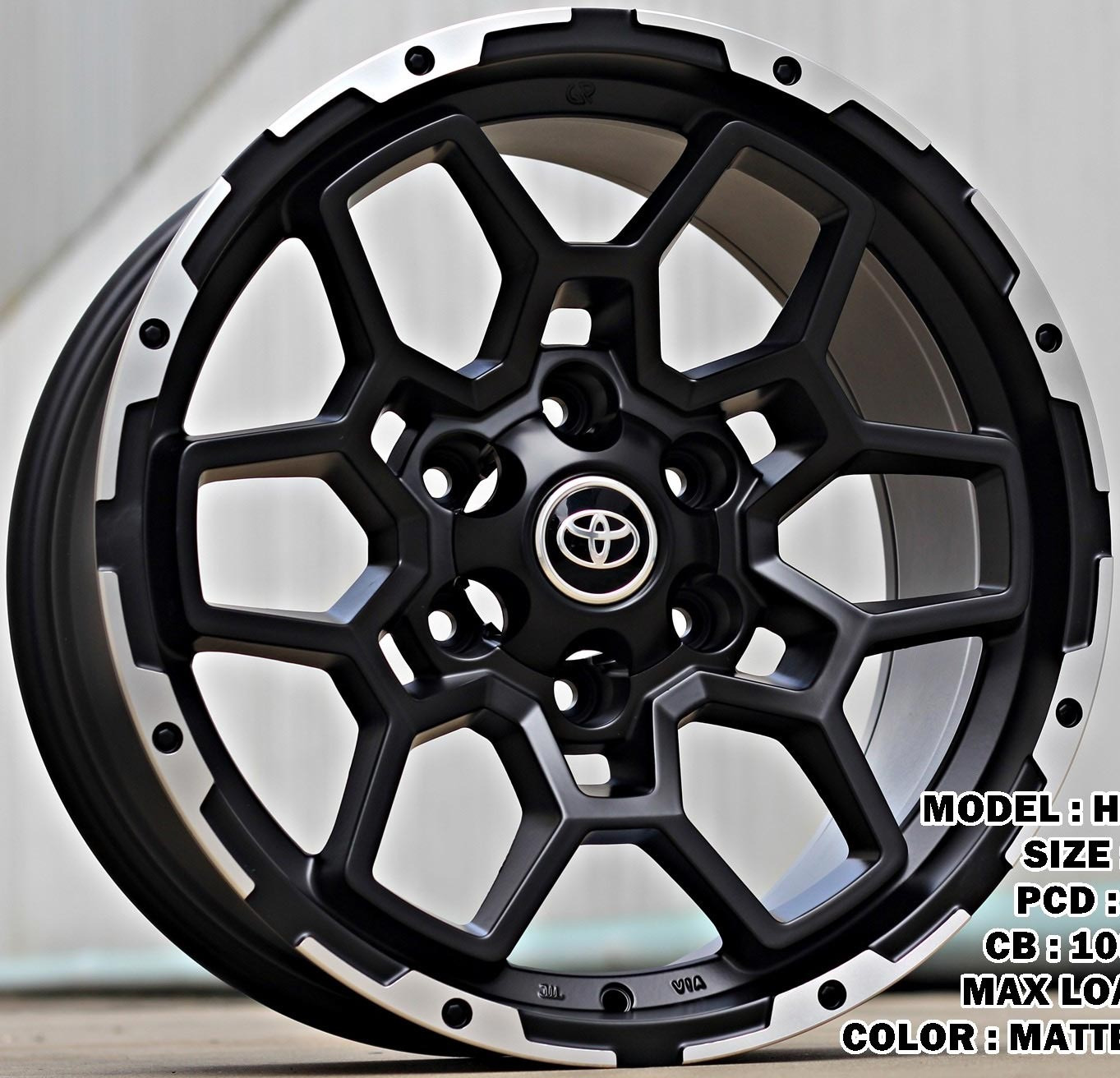 ล้อแม็ก Toyota HR2601 6รู139.7 ET10 ดำด้านขอบเงา กว้าง9 ขอบ18นิ้ว
