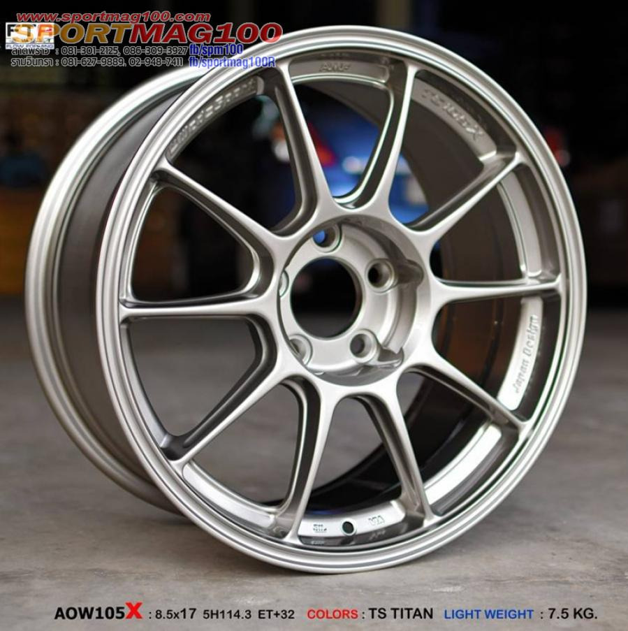 ล้อแม็กใหม่เบา Flowforming AOW TC105X 5รู114 Offset32 สีTS-TITAN กว้าง8.5 ขอบ17