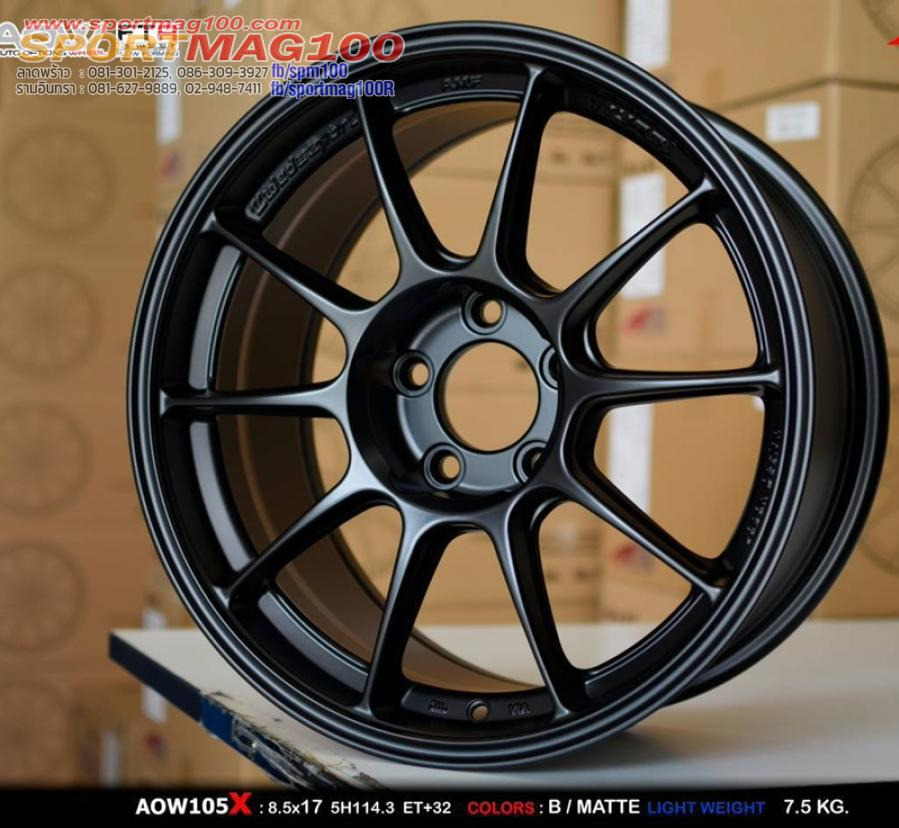 ล้อแม็กใหม่เบา Flowforming AOW TC105X 5รู114 Offset32 สีดำ กว้าง8.5 ขอบ17