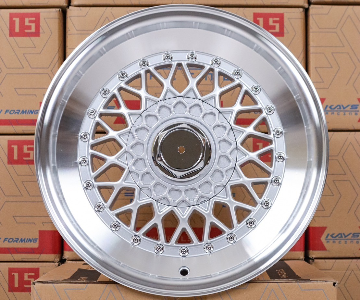 ล้อแม็กลาย BBS RS ขอบ15นิ้ว 4รู100/114 ET20 สีเงินขอบเงา กว้าง 7นิ้ว 