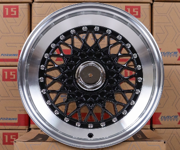 ล้อแม็กลาย BBS RS ขอบ15นิ้ว 4รู100/114 ET20 สีดำขอบเงา กว้าง 7นิ้ว 