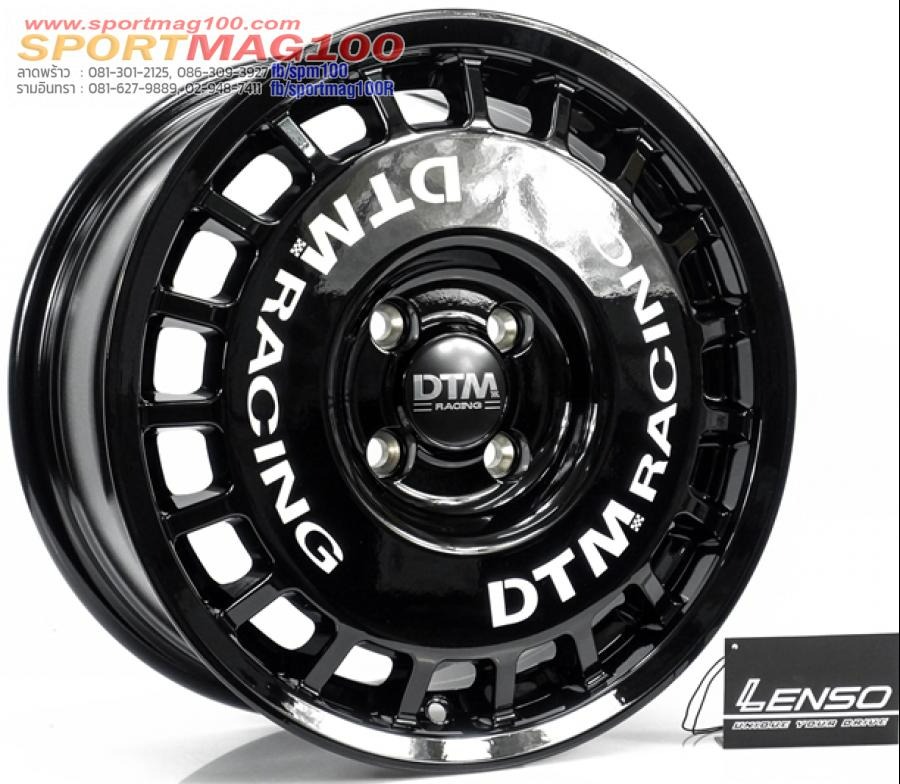 ล้อแม็ก Lenso DTM  4รู100 สีดำเงา Offset38 กว้าง 7 ขอบ15