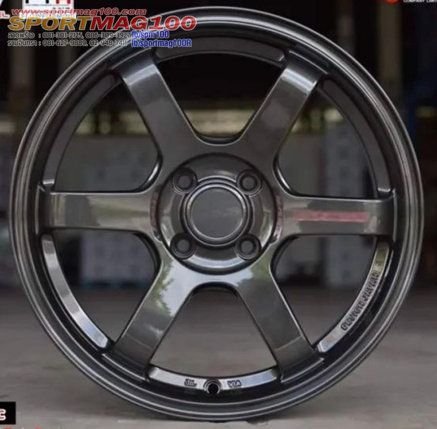 ล้อแม็กใหม่เบา Flowforming AOW TE37 Sonic 4รู100 ไดมอนด์แบล็คหยอดแดง Offset35 กว้าง7 ขอบ16นิ้ว