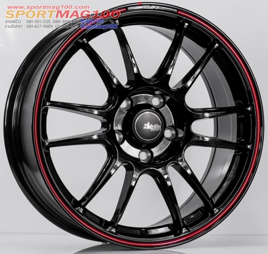 ล้อแม็กใหม่แท้เบา FlowForming Advanti MD065 5รู114 Offset40 สีดำเงาร่องขอบแดง กว้าง7.5 ขอบ17