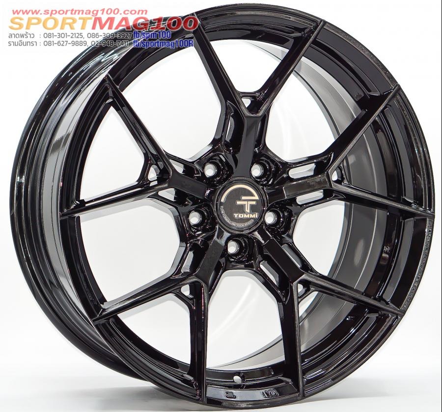 ล้อแม็ก TOMMI P101 FlowForming ขอบ 18 กว้าง 8นิ้ว 5รู108 Offset35 สีดำเงา
